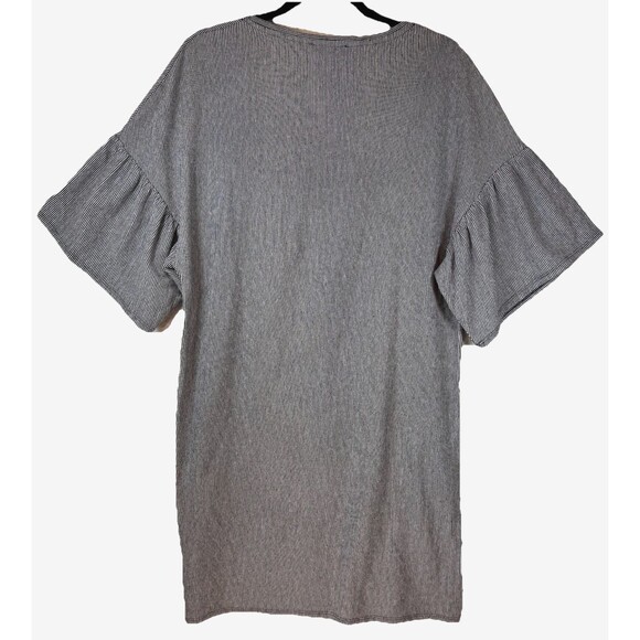 Zara Trafaluc Womens T-Shirt Dress Size Small Black White Striped Flutter Sleeve - Picture 2 of 12